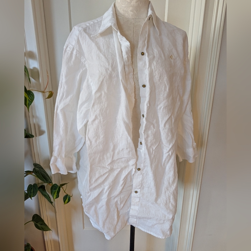 Ralph Lauren White Casual Button-Down Shirt Dress
